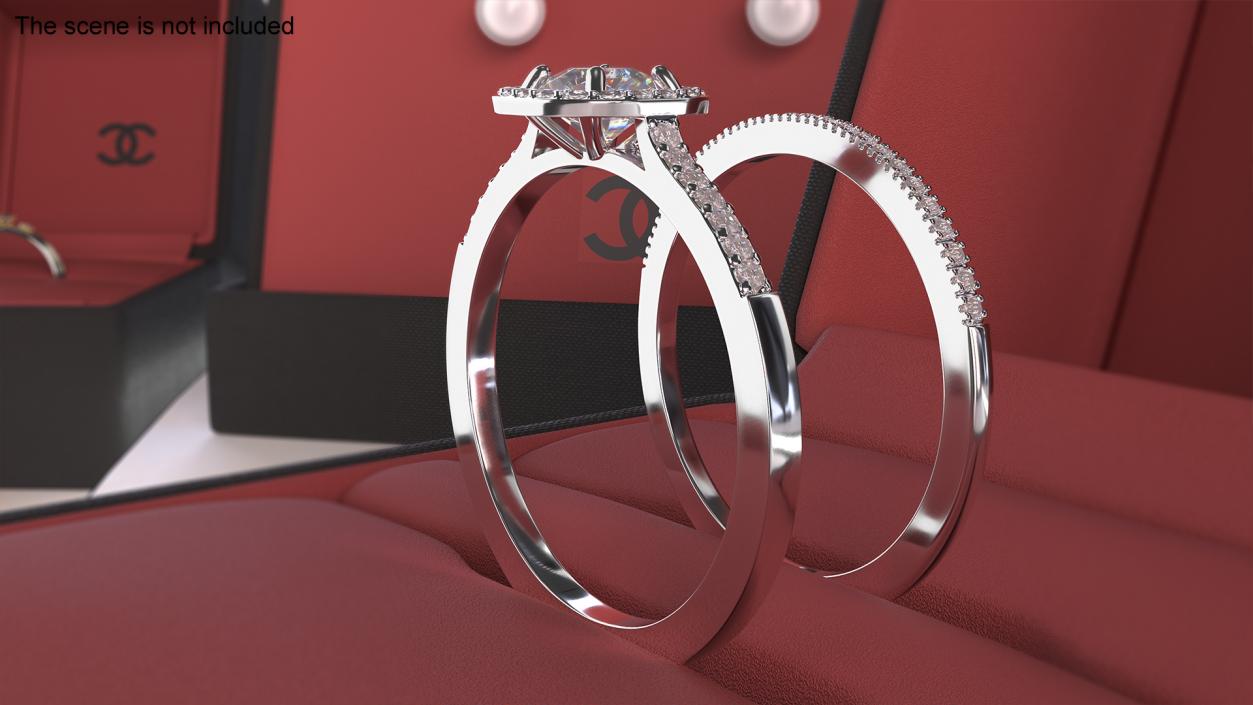 Engagement Rings Silver Color 3D model