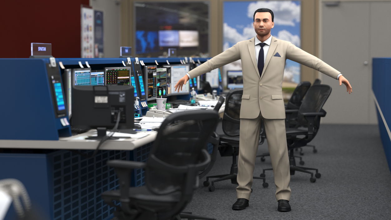 Businessman in Beige Suit Fur 3D model