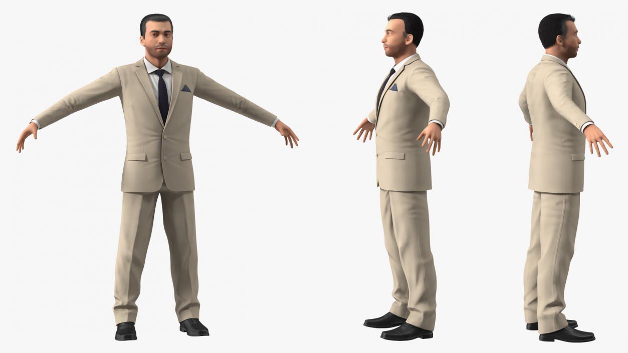 Businessman in Beige Suit Fur 3D model