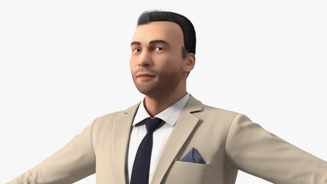 Businessman in Beige Suit Fur 3D model