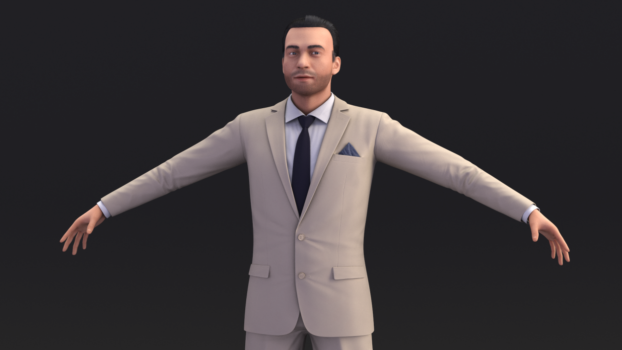 Businessman in Beige Suit Fur 3D model