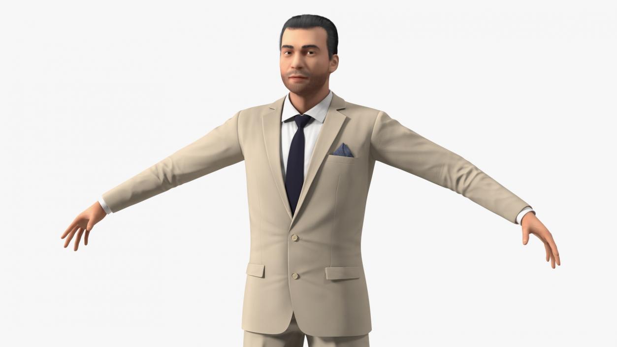 Businessman in Beige Suit Fur 3D model