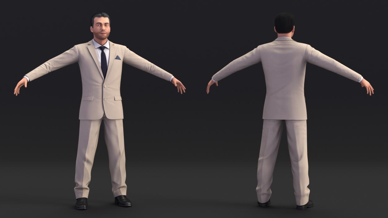 Businessman in Beige Suit Fur 3D model