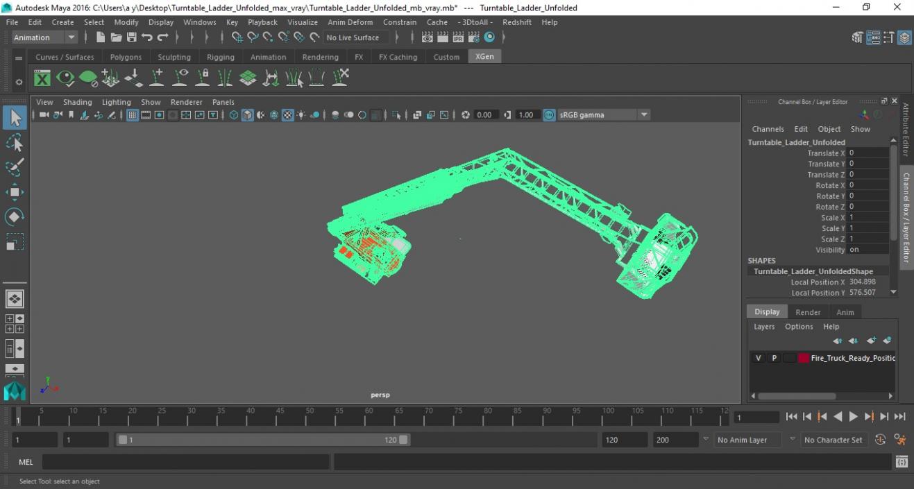 3D model Turntable Ladder Unfolded