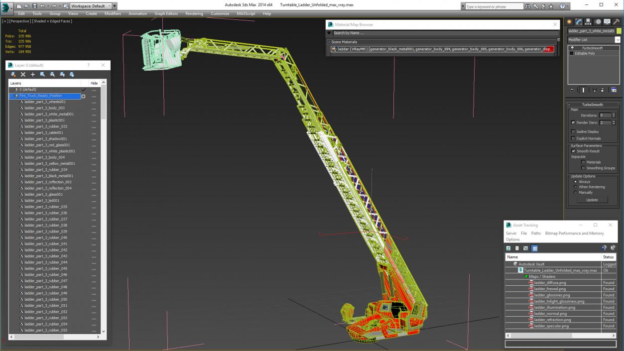 3D model Turntable Ladder Unfolded