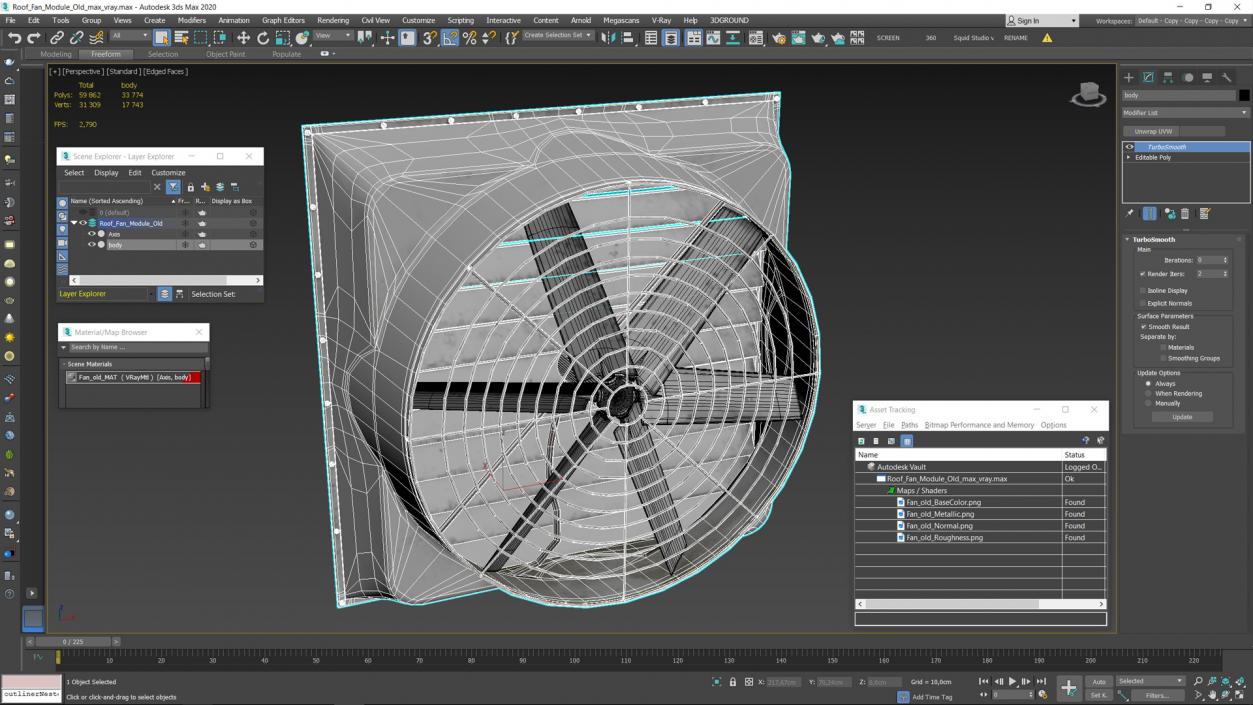 Roof Fan Module Old 3D model