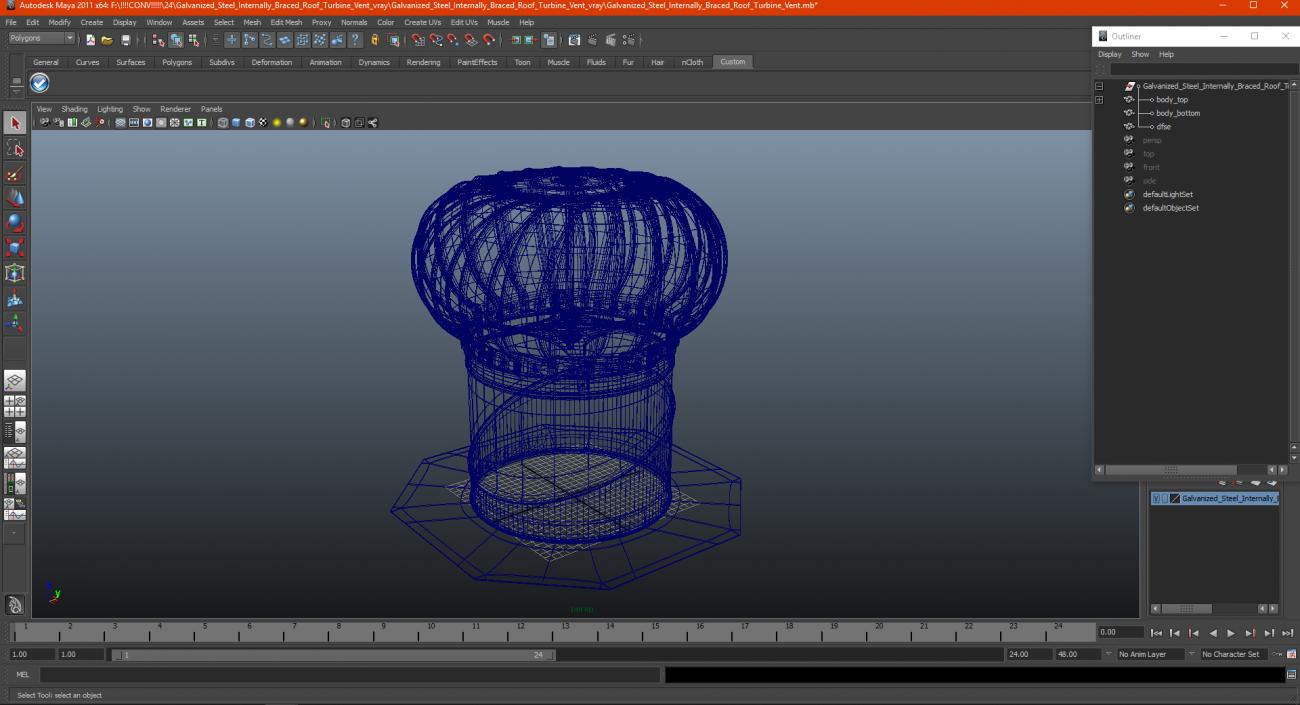 Galvanized Steel Internally Braced Roof Turbine Vent 3D