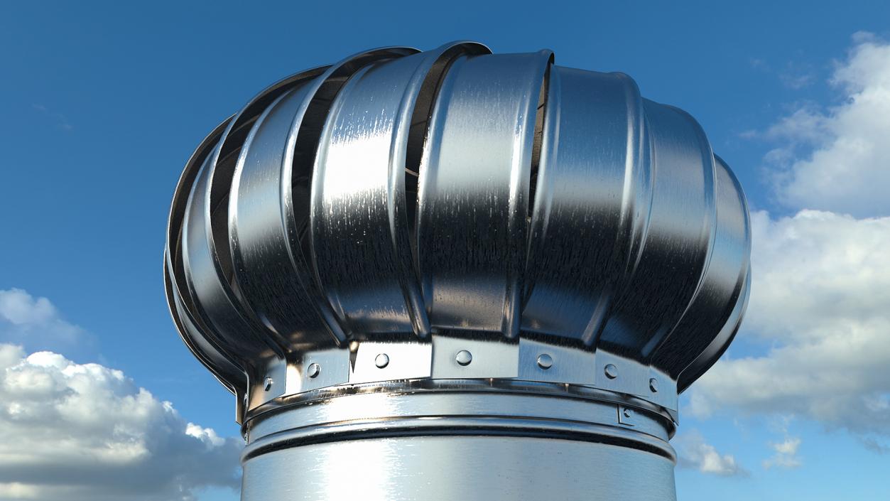 Galvanized Steel Internally Braced Roof Turbine Vent 3D