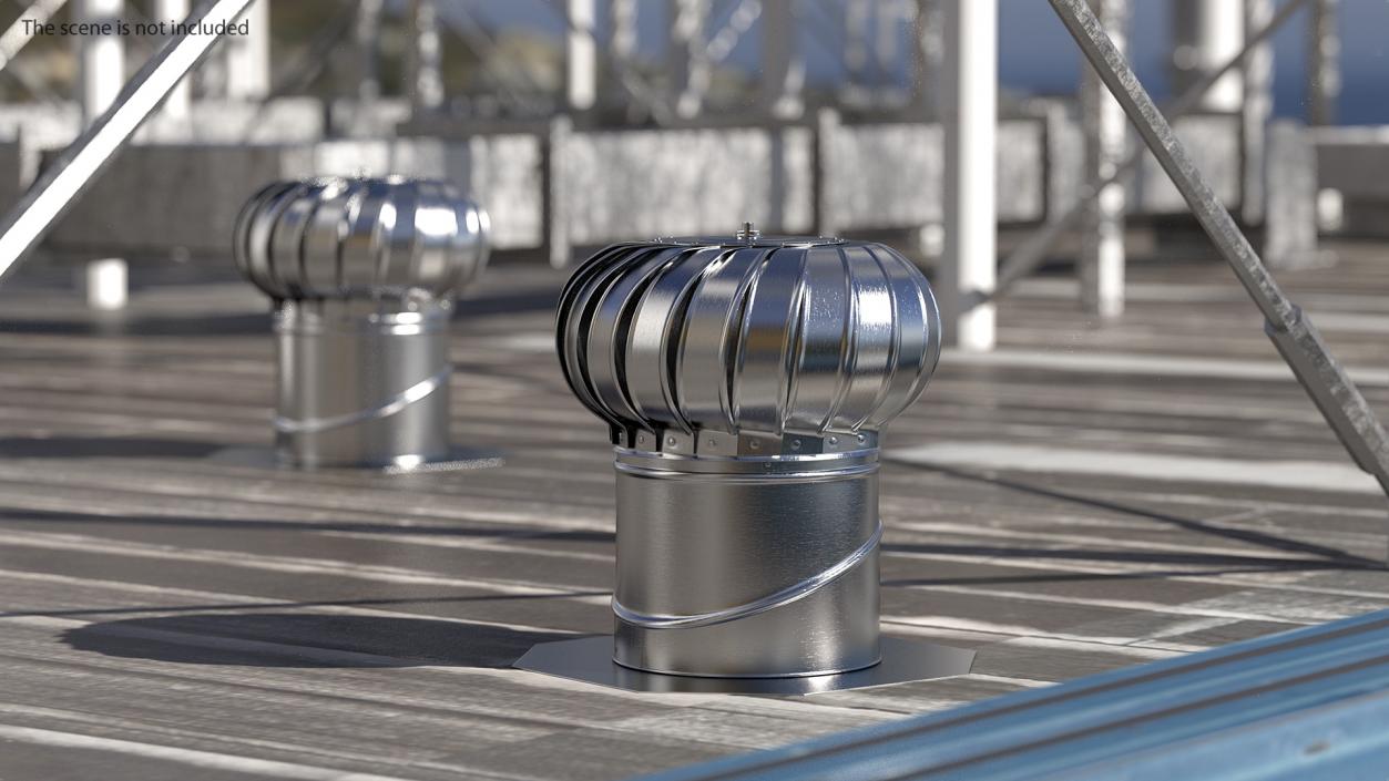 Galvanized Steel Internally Braced Roof Turbine Vent 3D