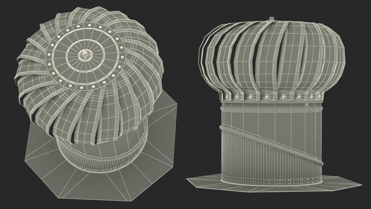 Galvanized Steel Internally Braced Roof Turbine Vent 3D