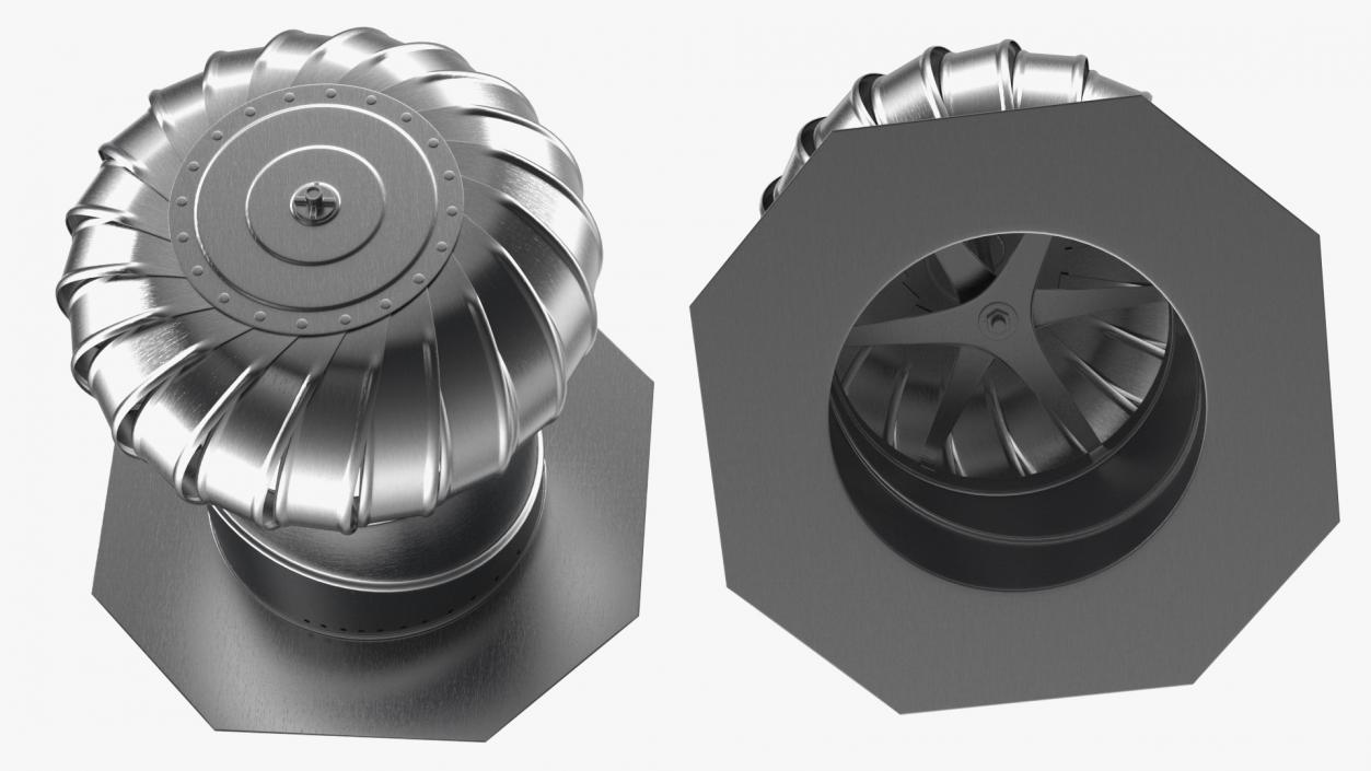 Galvanized Steel Internally Braced Roof Turbine Vent 3D