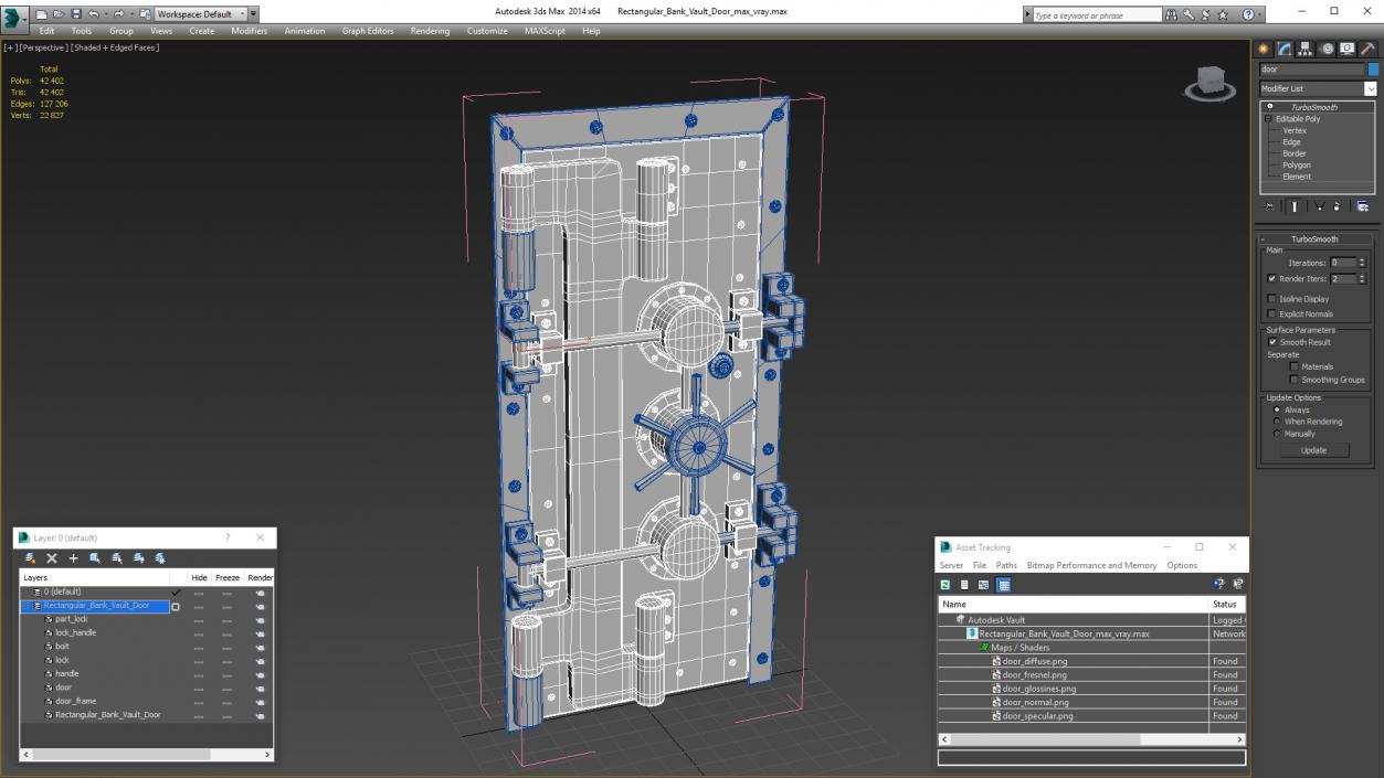 Rectangular Bank Vault Door 3D