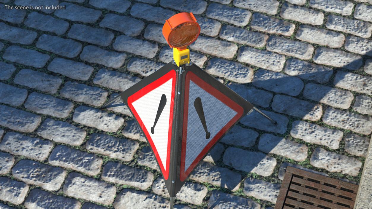 3D Foldable Traffic Warning Sign Other Danger Ahead model