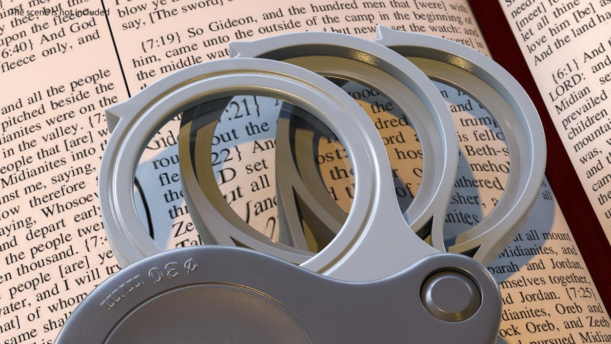 Triple Lens Folding Magnifier 3D model