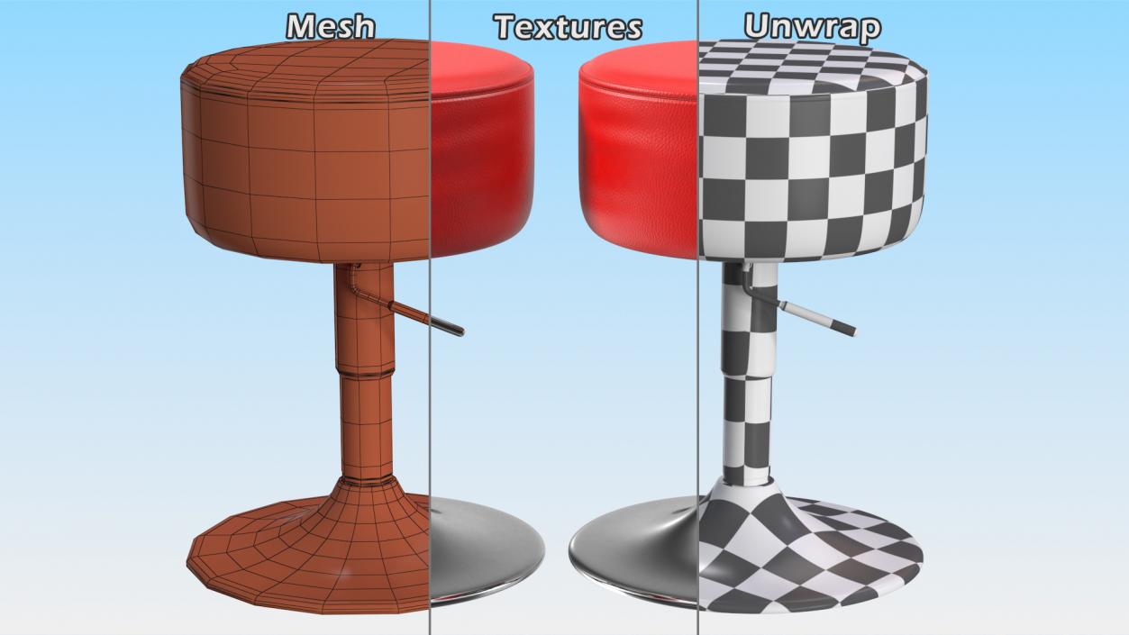 3D model Round Swivel Stool with Chrome Foot