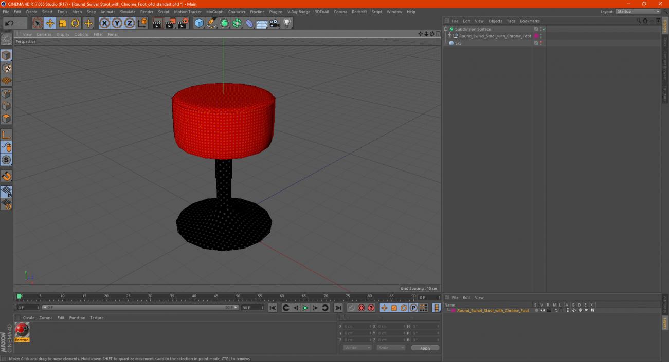 3D model Round Swivel Stool with Chrome Foot