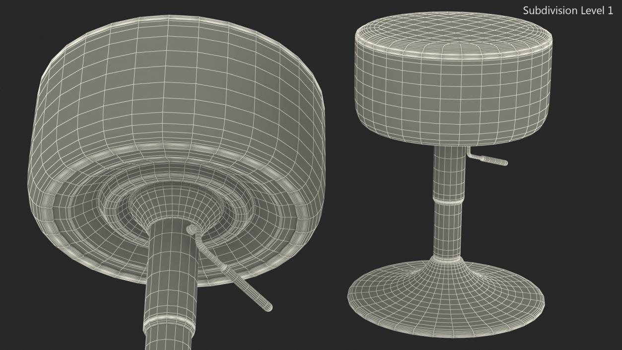 3D model Round Swivel Stool with Chrome Foot