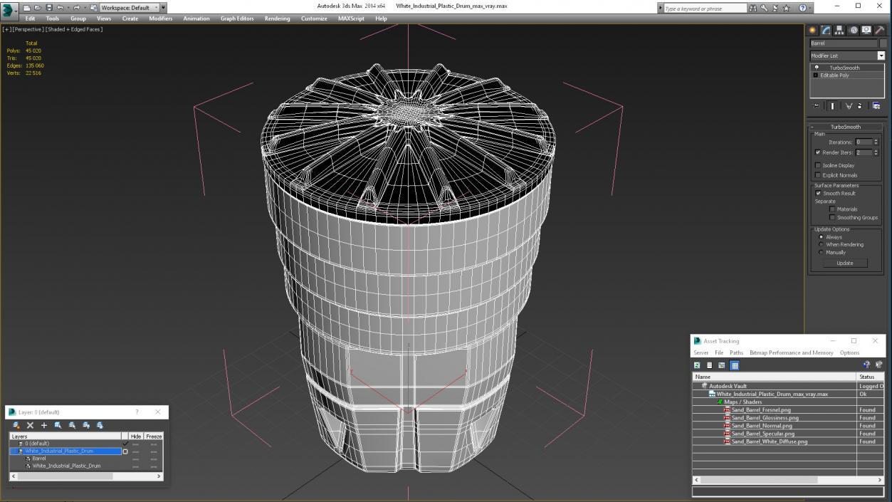 3D White Industrial Plastic Drum 2