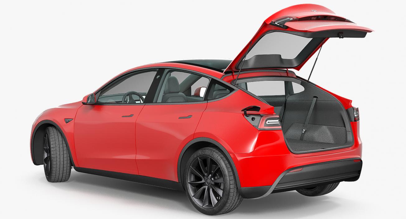 Tesla Model Y Red Rigged 3D model