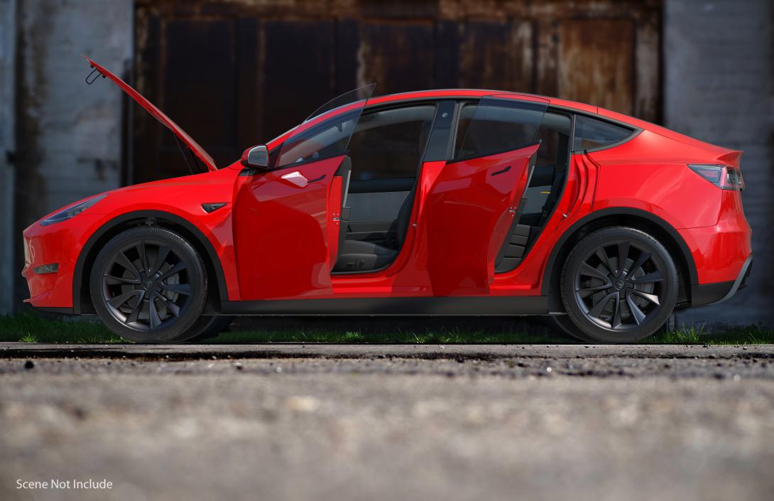 Tesla Model Y Red Rigged 3D model