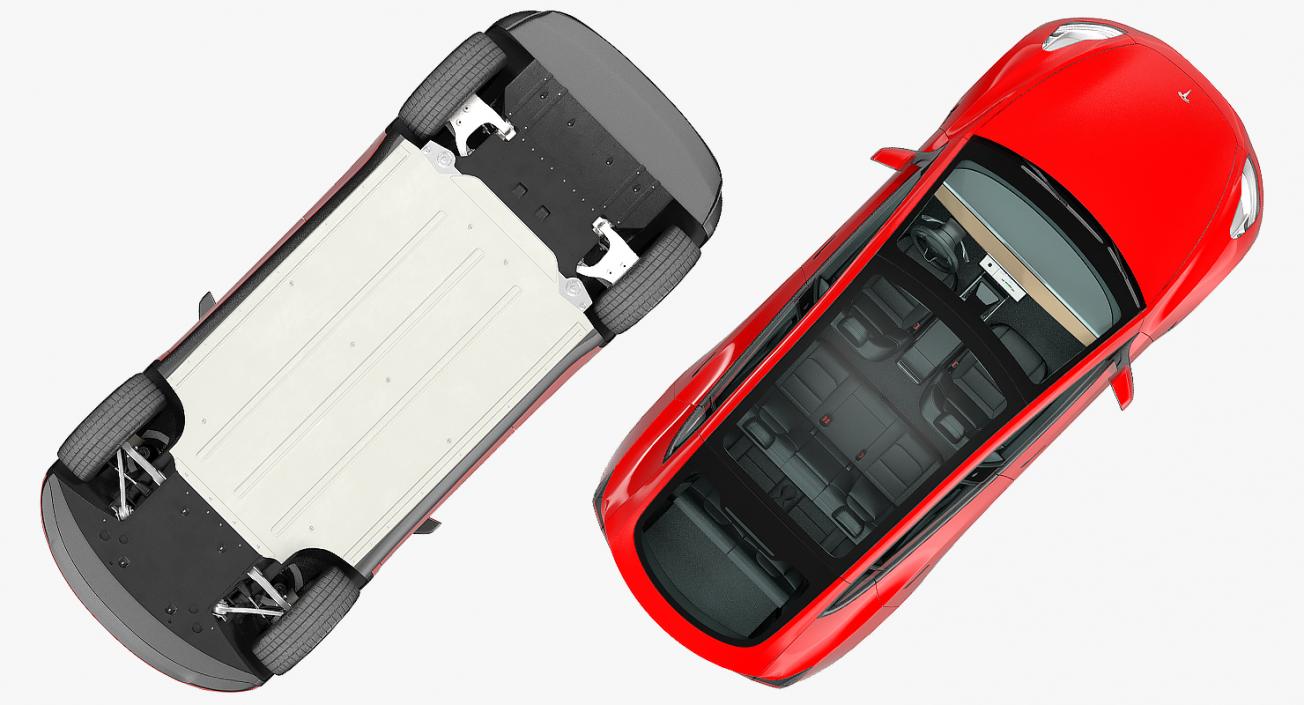 Tesla Model Y Red Rigged 3D model