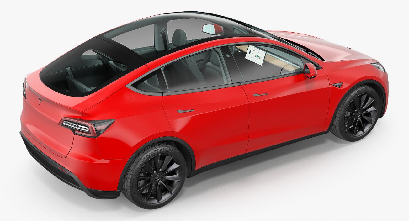 Tesla Model Y Red Rigged 3D model