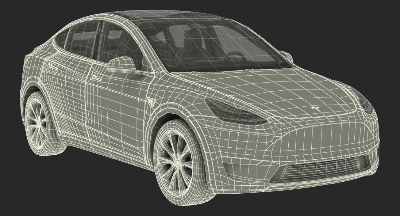 Tesla Model Y Red Rigged 3D model