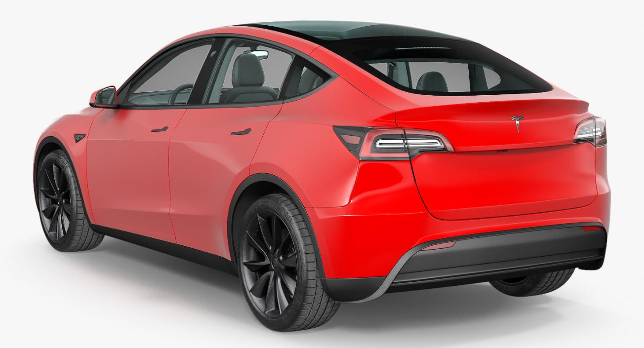 Tesla Model Y Red Rigged 3D model