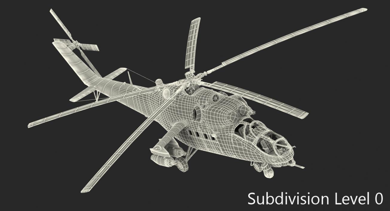 Russian Large Helicopter Gunship Mi-35M 3D model