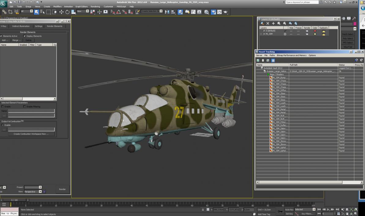 Russian Large Helicopter Gunship Mi-35M 3D model