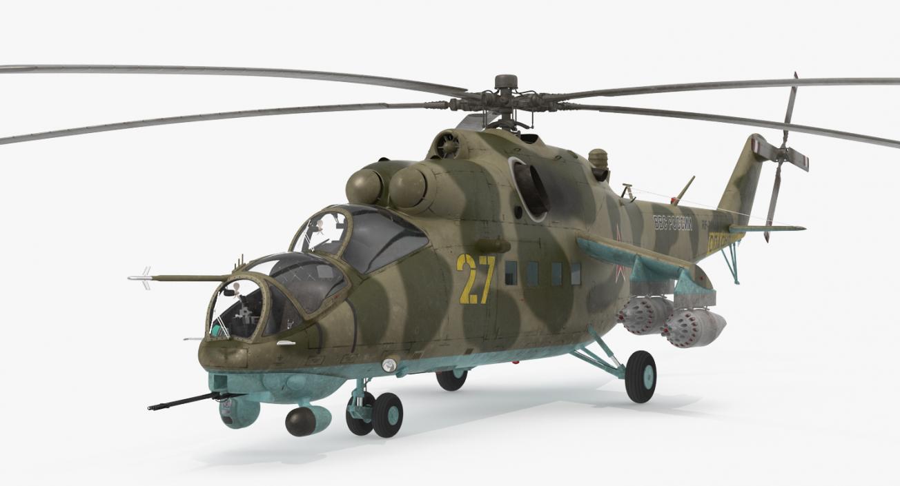 Russian Large Helicopter Gunship Mi-35M 3D model