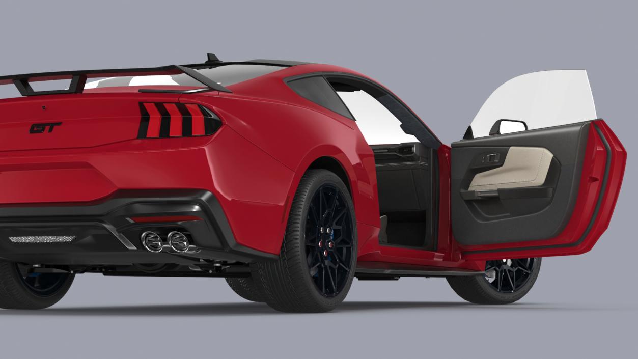 3D Ford Mustang 2024 Red Rigged model