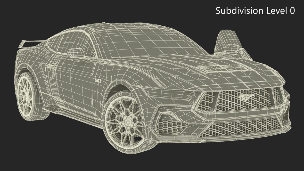 3D Ford Mustang 2024 Red Rigged model