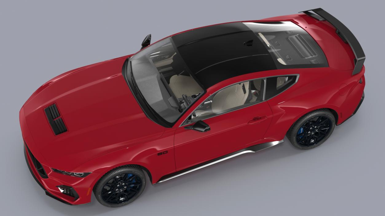 3D Ford Mustang 2024 Red Rigged model