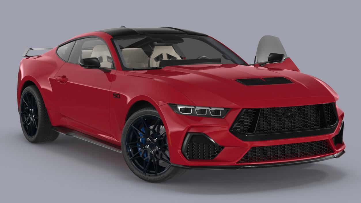 3D Ford Mustang 2024 Red Rigged model