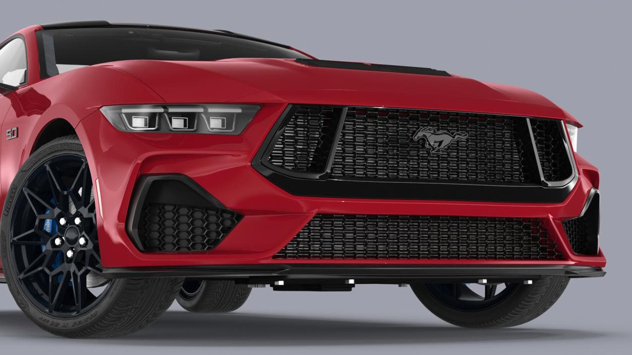 3D Ford Mustang 2024 Red Rigged model