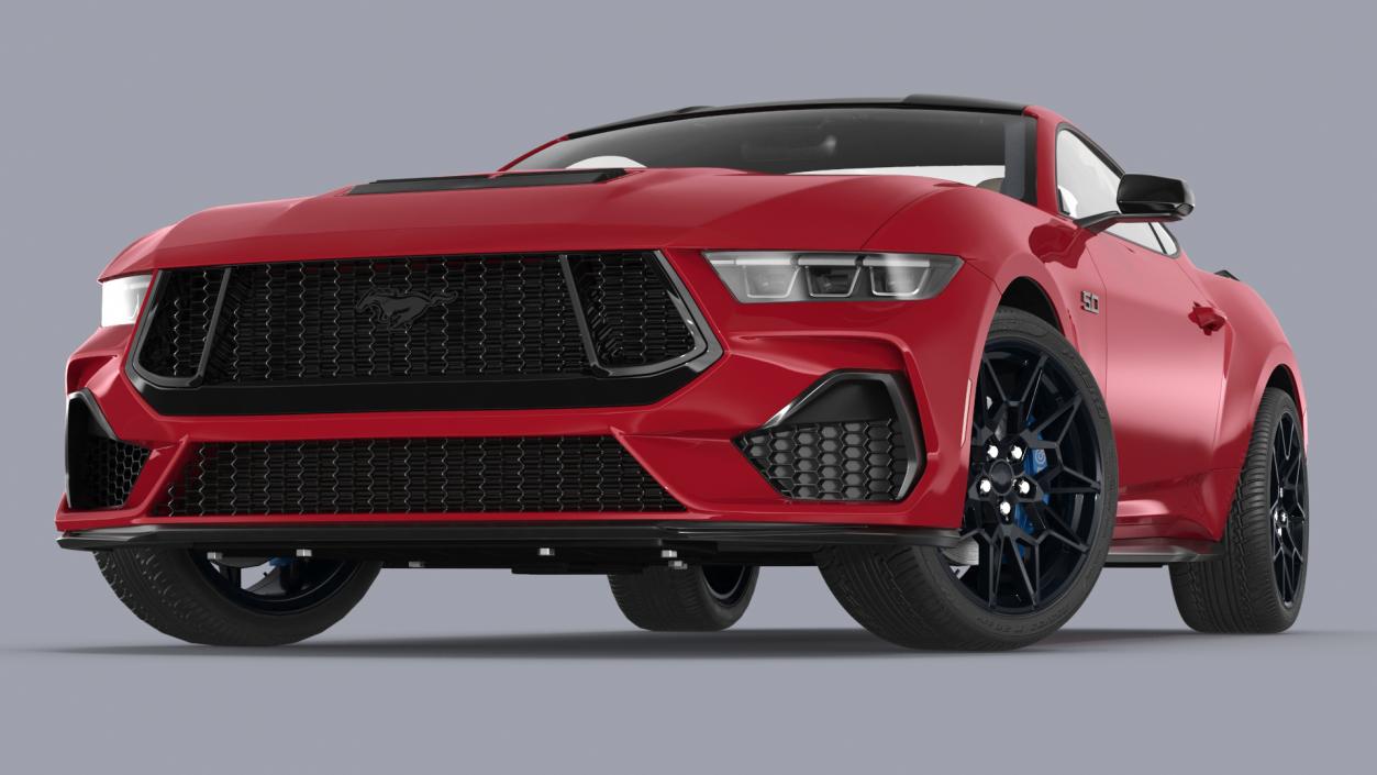 3D Ford Mustang 2024 Red Rigged model