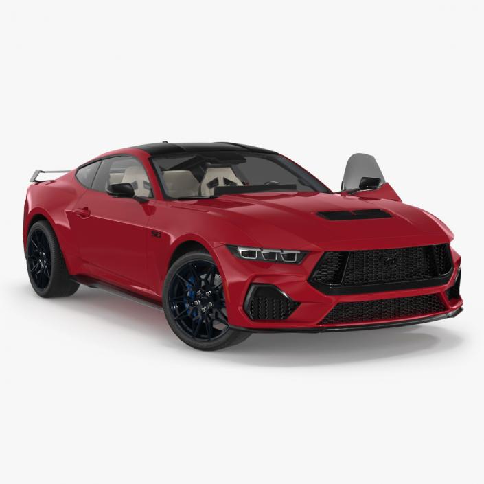 3D Ford Mustang 2024 Red Rigged model