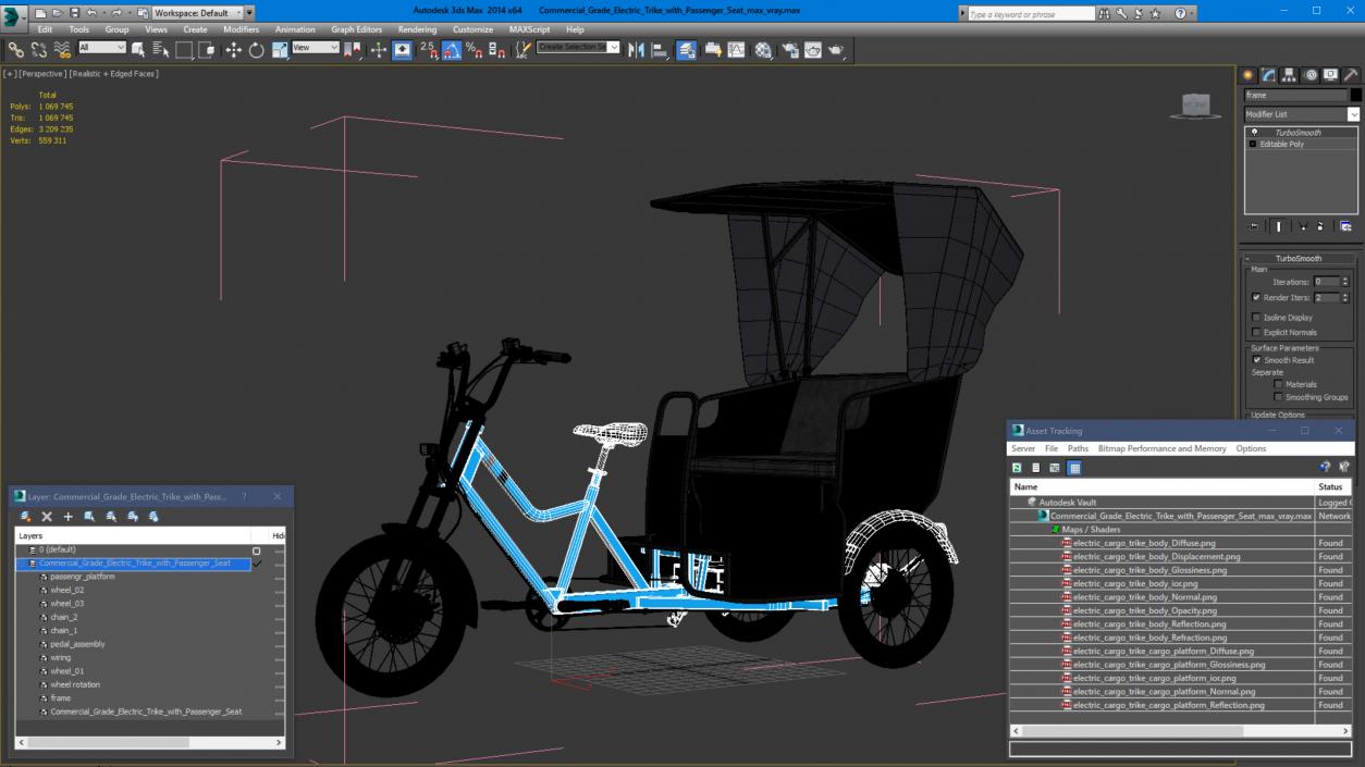 Commercial Grade Electric Trike with Passenger Seat(1) 3D model