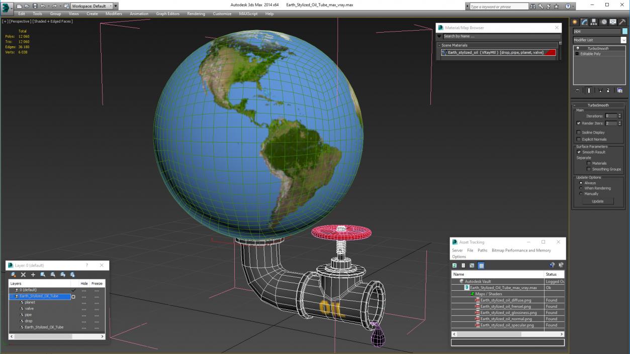 3D Earth Stylized Oil Tube model