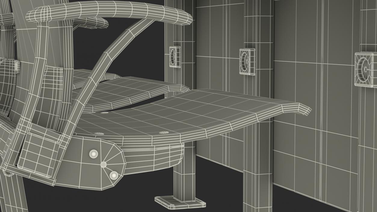 3D Auditorium Chairs And Tables Dark Wood model