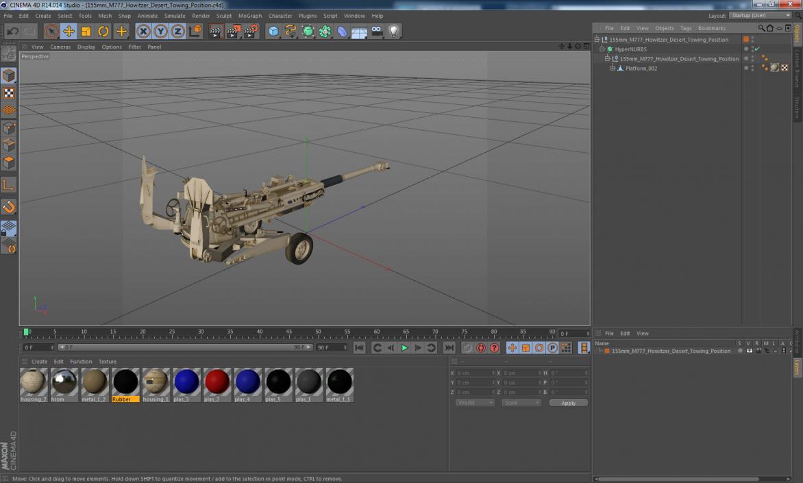 155mm M777 Howitzer Desert Towing Position 3D