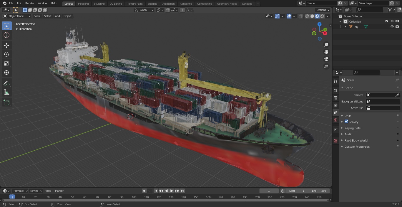 Ship with Simple Containers 3D