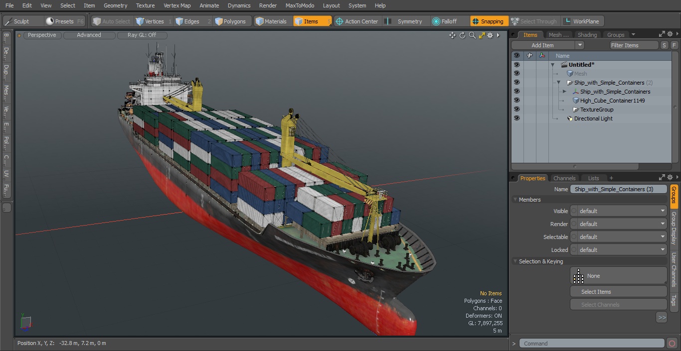 Ship with Simple Containers 3D