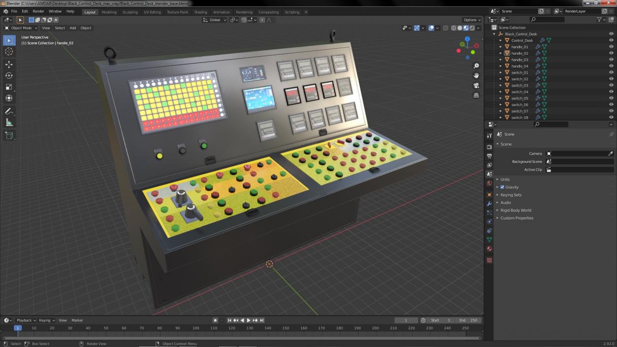 3D Black Control Desk model