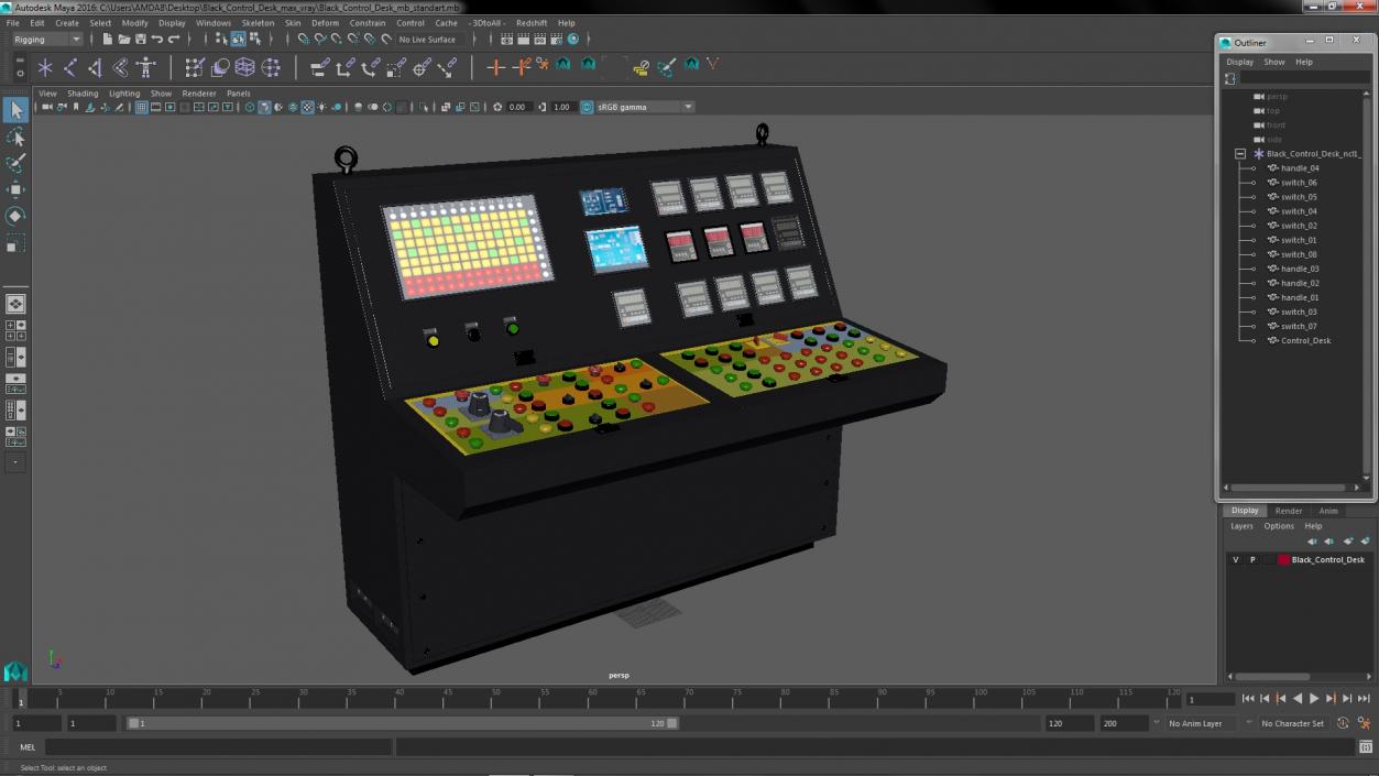 3D Black Control Desk model