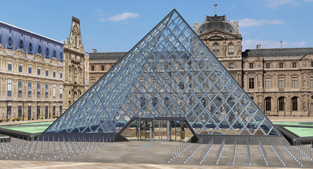 3D model Glass Louvre Pyramid