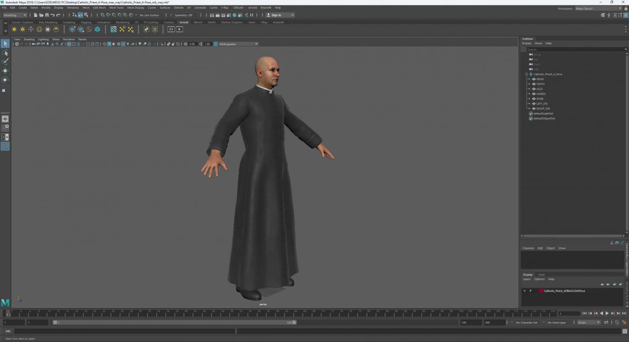 Catholic Priest A-Pose 3D