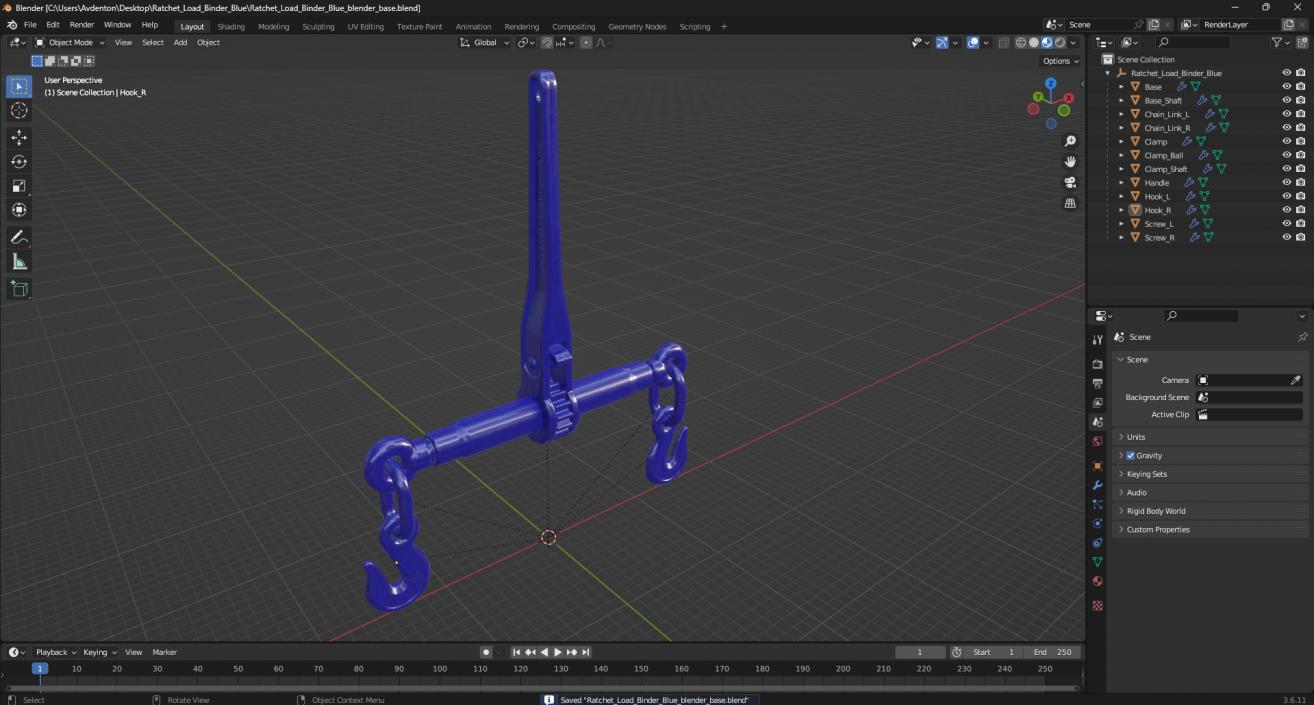 Ratchet Load Binder Blue 3D model