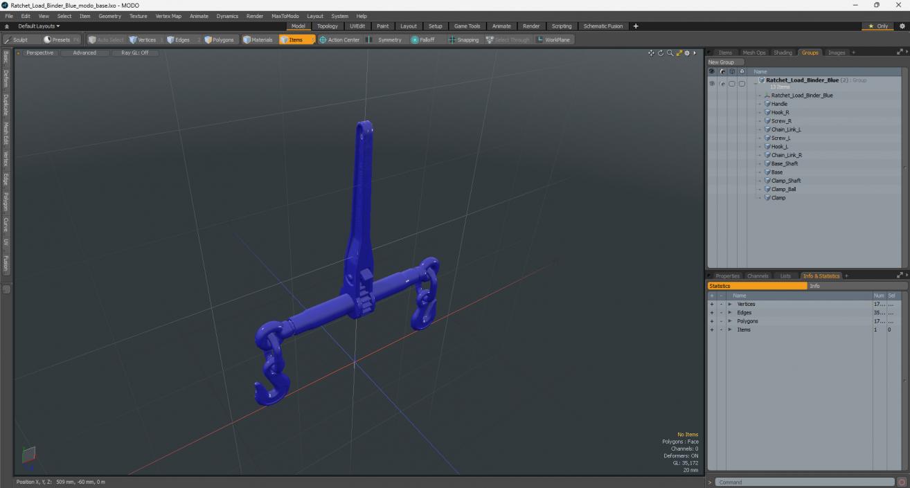 Ratchet Load Binder Blue 3D model